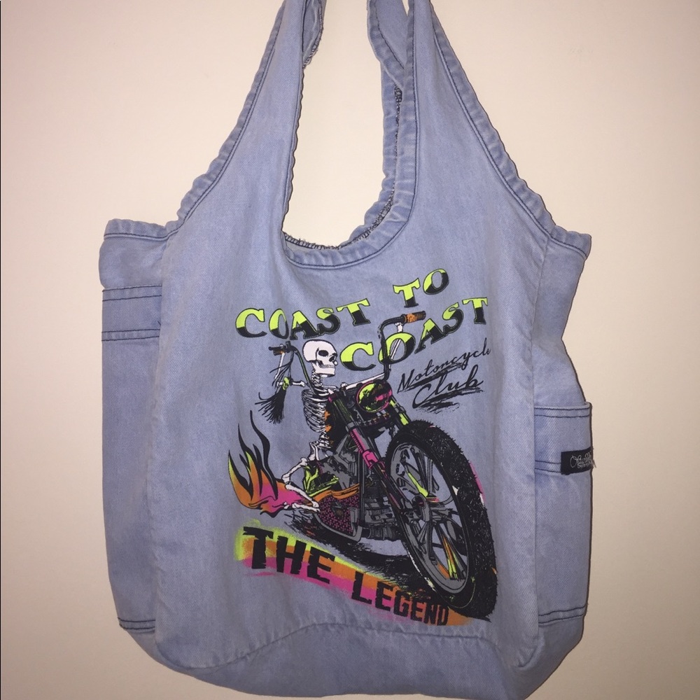 Lauren Moshi jean biker shoulder bag